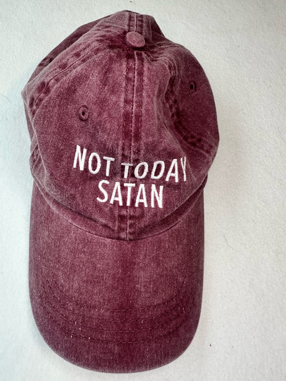 Not Today Satan Embroidered Washed Maroon Dad Hat Baseball Cap Adjustable OSFM